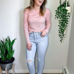 Reborn J // long sleeve pink top // Size Large // NEW!